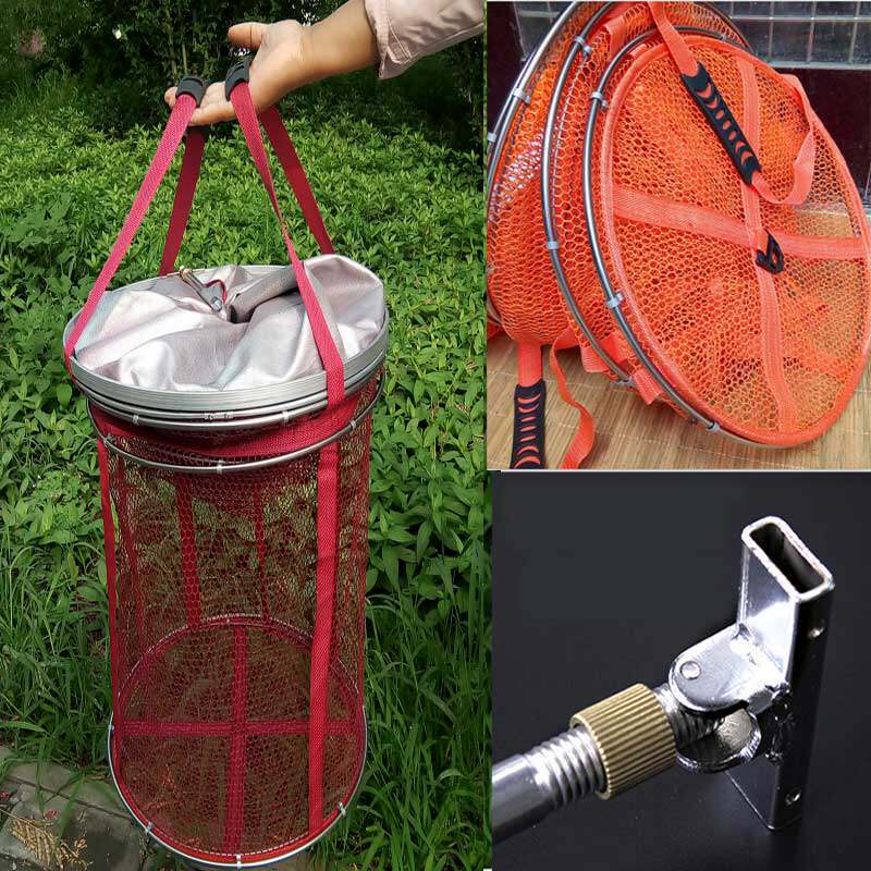 야생 낚시를 위한 특별한 물고기 보호 그물 작은 고무 낚시 나일론 땋은 두꺼운 휴대용 작은 메쉬 접이식 물고기 그물