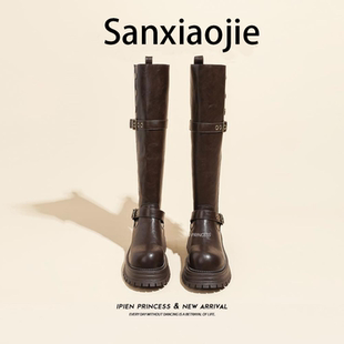 2025长筒靴女新款 秋冬加绒长靴子厚底增高两穿高筒靴美拉德骑士靴