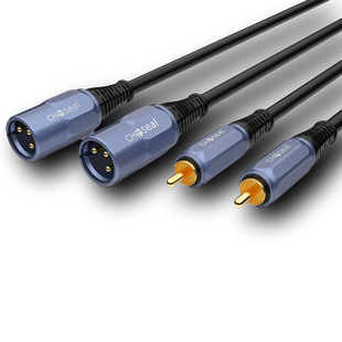 秋叶原QS3527双莲花转双卡农公母音频线双RCA转双卡侬头调音台功放音箱XLR平衡线av莲花头转卡龙效果器连接线