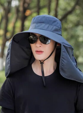 防晒帽户外休闲男春夏大檐太阳帽