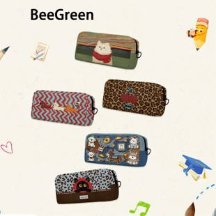 [SOSO全球]BeeGreen轻便笔袋斜纹玉米绒文具袋 学生白领办公收纳