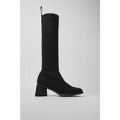 代购 Camper女士高筒靴透气吸汗软底轻便黑色针织方头粗跟通勤