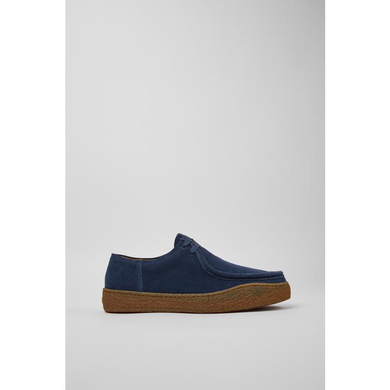 代购Camper男士休闲鞋透气吸汗舒适耐用蓝色反绒皮系带橡胶鞋底