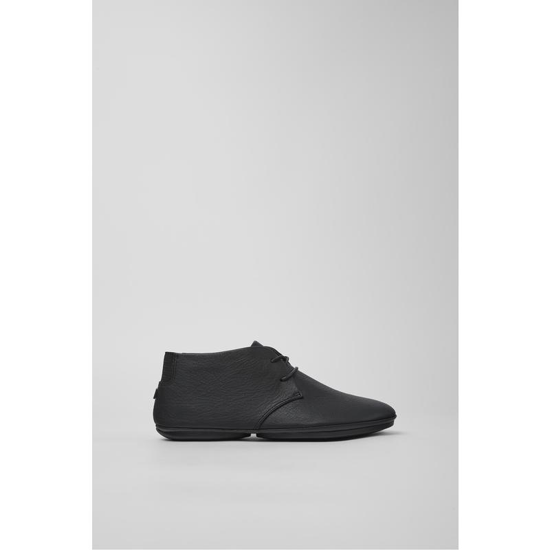 代购Camper女士短靴透气软底轻便防滑黑色皮质系带低帮城市通勤