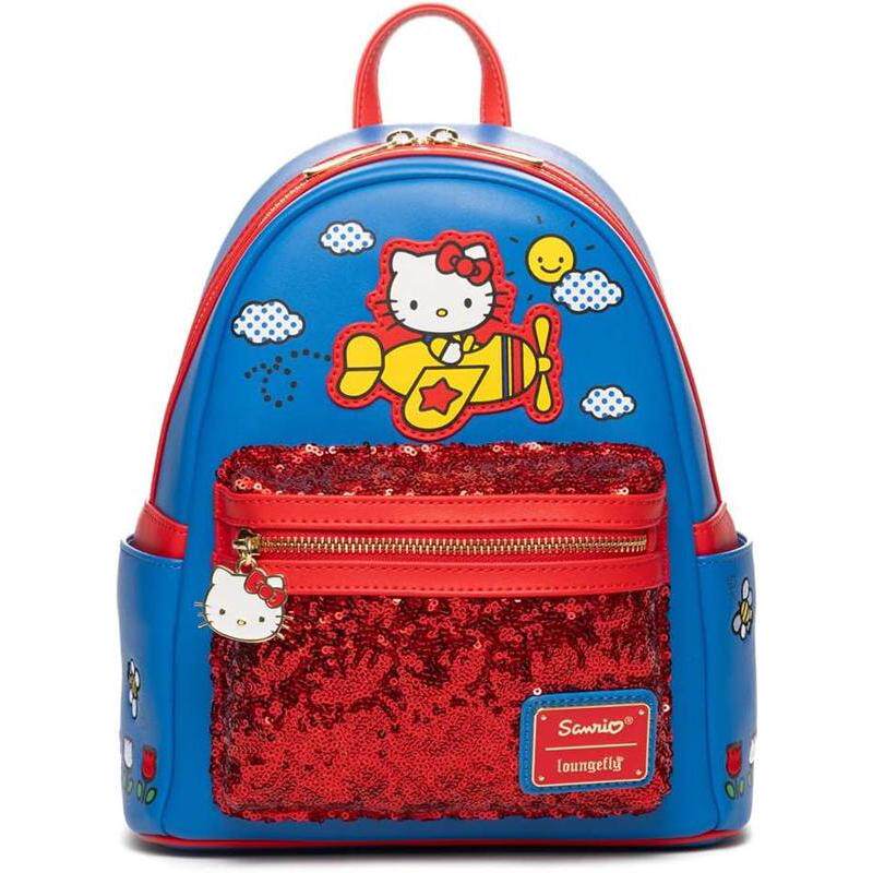 代购Loungefly男女Hello Kitty双肩包前袋拉链设计侧边储物袋