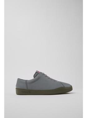 代购Camper男士休闲鞋透气吸汗软底轻便灰色皮革弹性鞋带