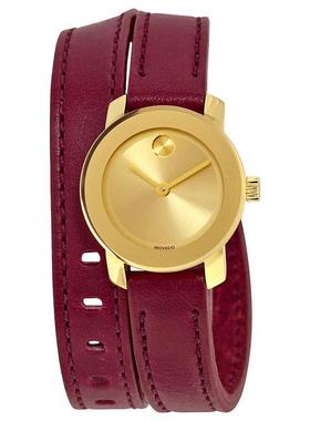 代购Movado摩凡陀女士腕表计时夜光防水日期皮带金属金色圆形