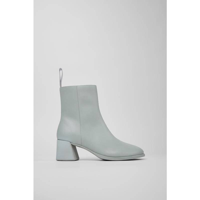 代购Camper女士短靴透气柔软缓震舒适灰色牛皮方头粗跟日常穿搭