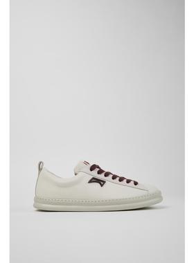 代购Camper男士休闲鞋透气吸汗软底轻便白色牛皮革反绒皮系带