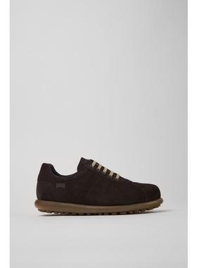 代购Camper男士休闲鞋透气轻便耐用环保灰色反绒皮系带橡胶大底