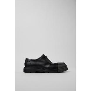 代购Camper男士皮鞋透气吸汗轻便环保黑色系带橡胶鞋底橡胶鞋头