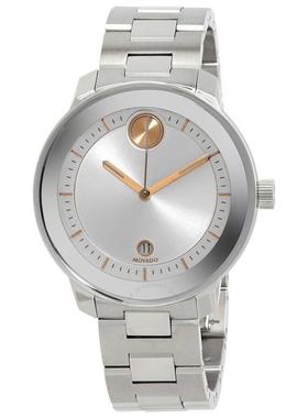 代购Movado摩凡陀女士腕表日期夜光计时走时钢带金属银色防水