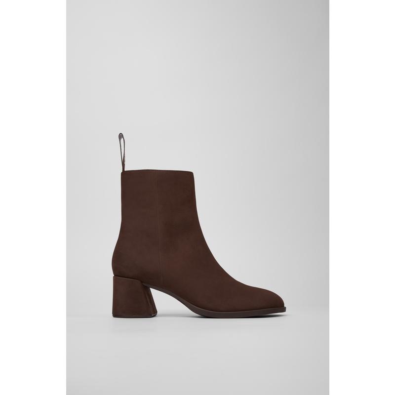 代购Camper女士短靴透气软底轻便缓震绒面中跟方头后拉链