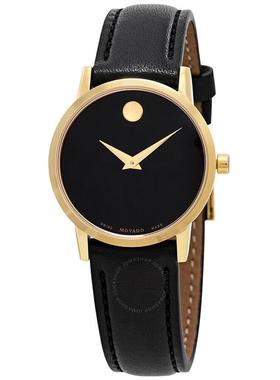 代购Movado摩凡陀女士腕表防水夜光计时防刮皮带钢壳黑盘金针