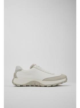 代购Camper男士老爹鞋透气吸汗轻便缓震白色织物反绒皮系带