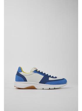 代购Camper男士运动鞋轻便透气舒适缓震蓝色白色回收聚酯纤维