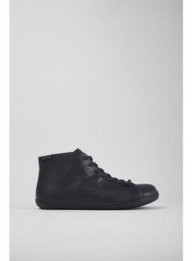 代购Camper男士高帮靴透气柔软轻便耐用蓝色皮革系带可拆卸鞋垫