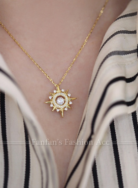 锆石项链925银镀金项链