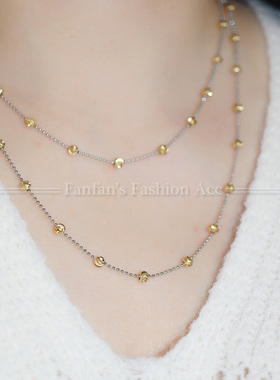 双层金银素链豆豆链项链欧美小众设计感高级简约百搭上班锁骨链女