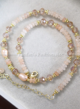 淡水珍珠仿水晶天然石串珠项链