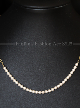 925银金色珍珠拼接锁骨链