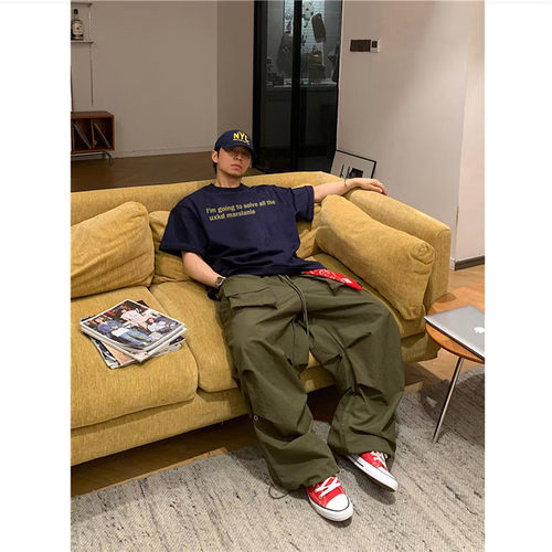大码300斤重磅美式嘻哈男T恤