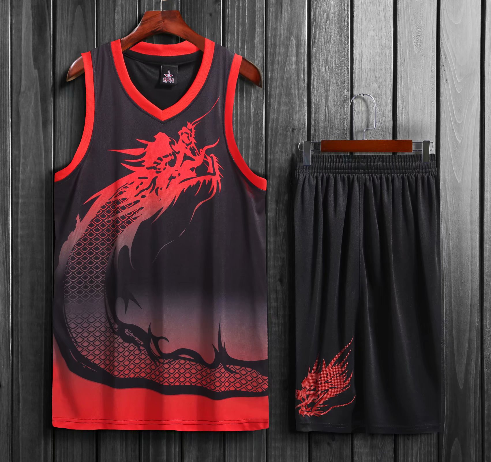 Dragon Boat Competition Clothing Dragon Boat Festival Basketball Uniform Suit Dragon Totem National Team Jersey Team Order China Red