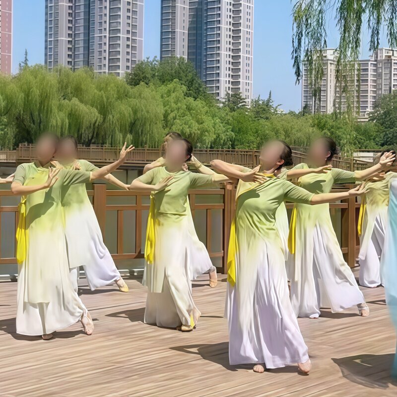 中国舞女子群舞《桃花谣》广场舞同款舞蹈演出表演服专业定制