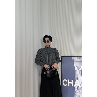 衬衫 高级感法式 女 条纹灯笼袖 Dan