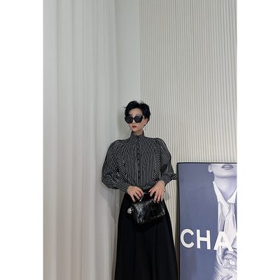 Dan Dan 条纹灯笼袖高级感法式衬衫女