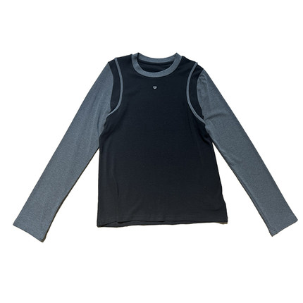 Dan Dan 圆领拼色长袖打底衫女