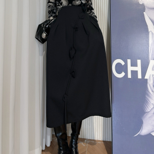 Dan 花朵裙子 暗黑风高腰显瘦半身裙女