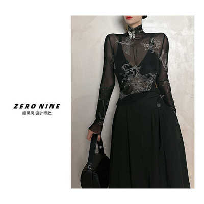 DanDan新中式国风网纱上衣立领