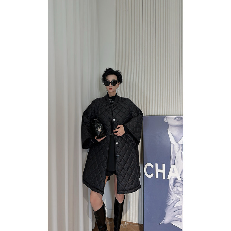 Dan Dan 黑色炸街帅气个性宽版八分袖外套女 时尚棉服