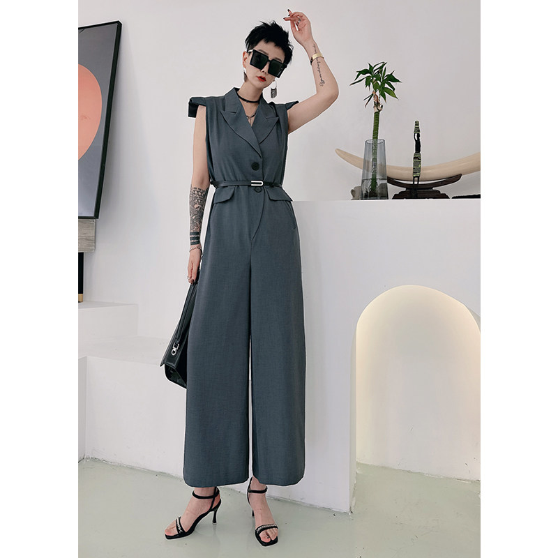 【蛋爷精选】小众设计感气质西装连体裤女夏季新款修身收腰连衣裤