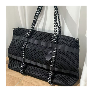Dan 大号托特包 黑色编织手提包女