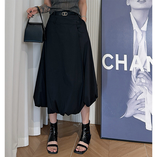 Dan Dan 黑色高级感花苞裙女 时尚半身裙