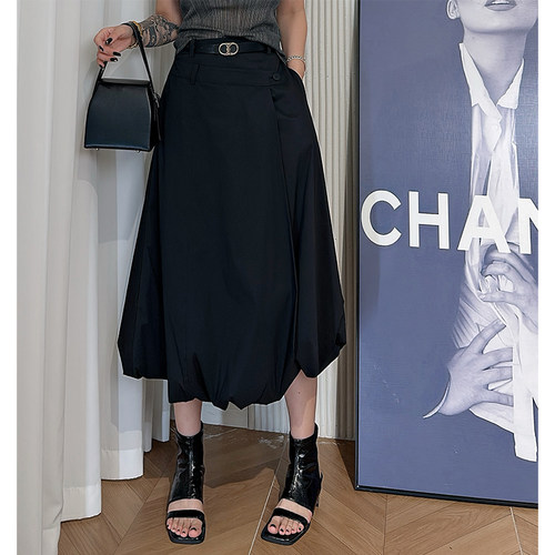 Dan Dan 黑色高级感花苞裙女 时尚半身裙