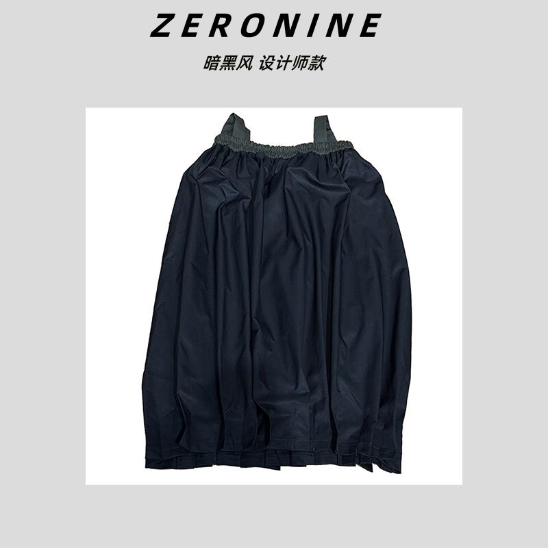 Dan Dan  黑色森系宽松打揽茧型背带裤女 花苞裙