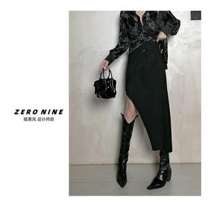 2025年新款 半身裙女 下摆不规则高腰半裙 女人味设计师款 Dan