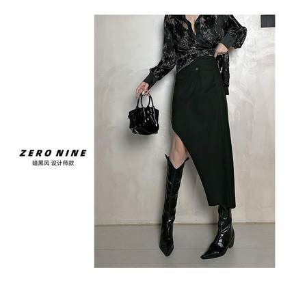 Dan Dan 女人味设计师款半身裙女 2025年新款下摆不规则高腰半裙