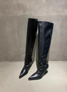 Dan Dan 极简风欧美堆堆靴 时装长靴子  靴长62cm