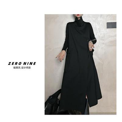 Dan Dan 黑色高领无袖连衣裙女