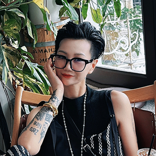 Dan 文艺范大框平光眼镜女