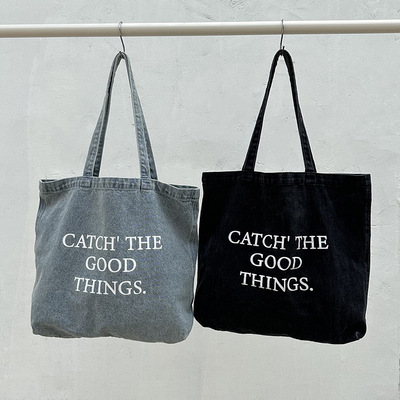 章若楠同款做旧牛仔帆布包