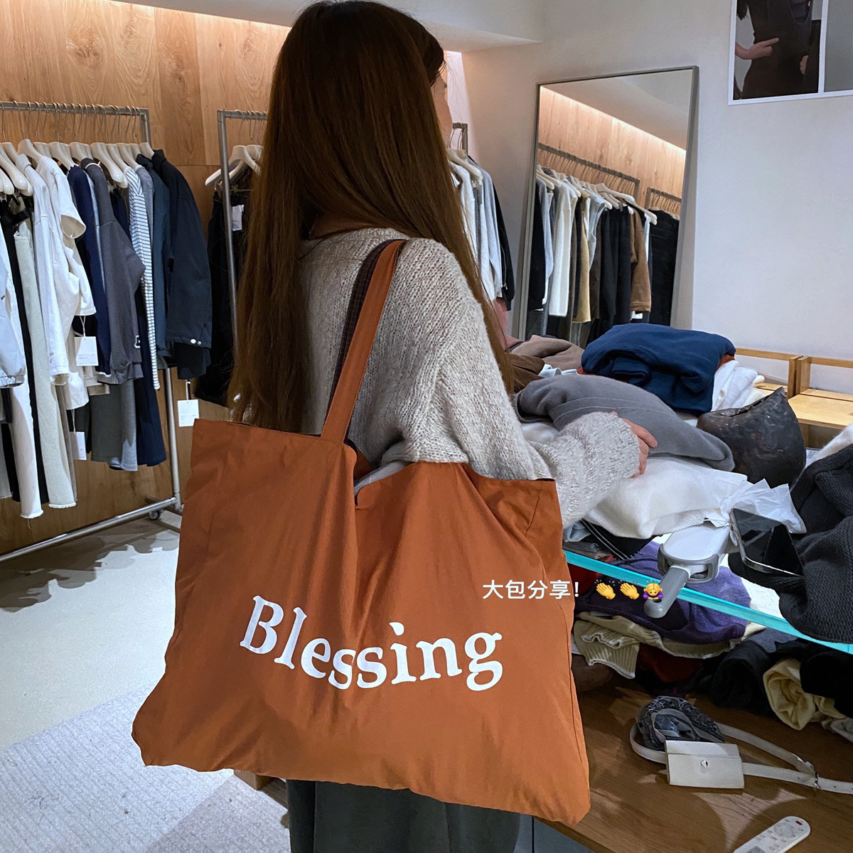 韩系字母帆布包大容量托特包