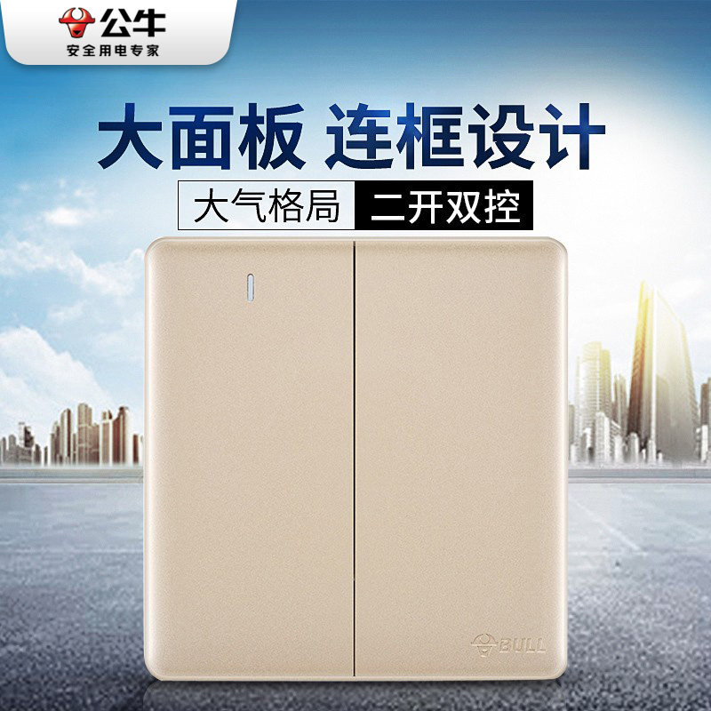 公牛装饰开关面板86型暗装家用电源二开2开双开双控二位双联g28金