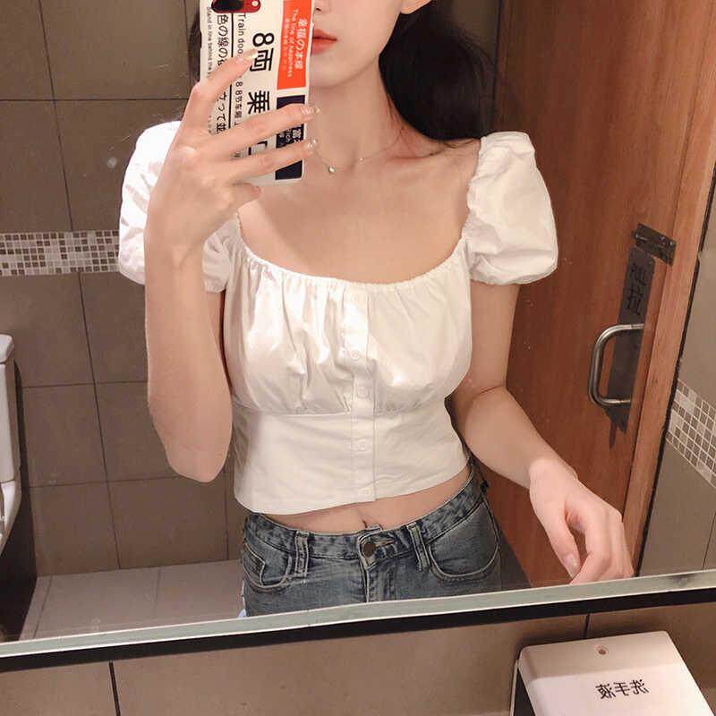 女装韩版chic修身显瘦方领泡泡袖收腰上衣复古百搭短袖衬衫女夏露|msdalam kategori Pakaian Dalam/seluar dalam lelaki/tracksuit, baju tidur/pakej perkhidmatan rumah - dari Buy2taobao.com untuk memberikan perkhidmatan ejen Taobao profesional membeli