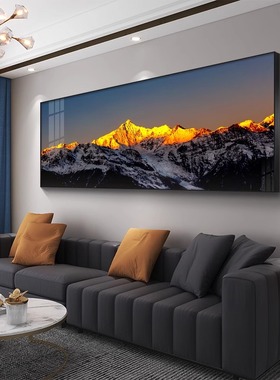 客厅装饰画背靠日照金山轻奢大气沙发背景墙壁挂画办公室山水风景