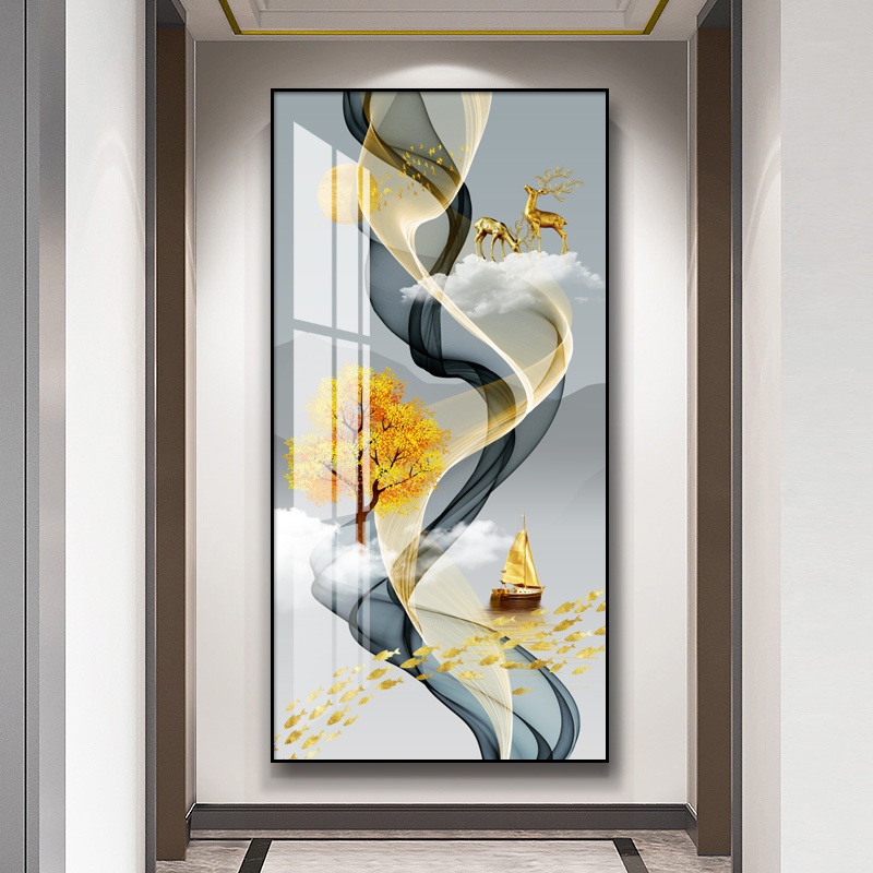 抽象入户玄关装饰画黑白灰系壁画